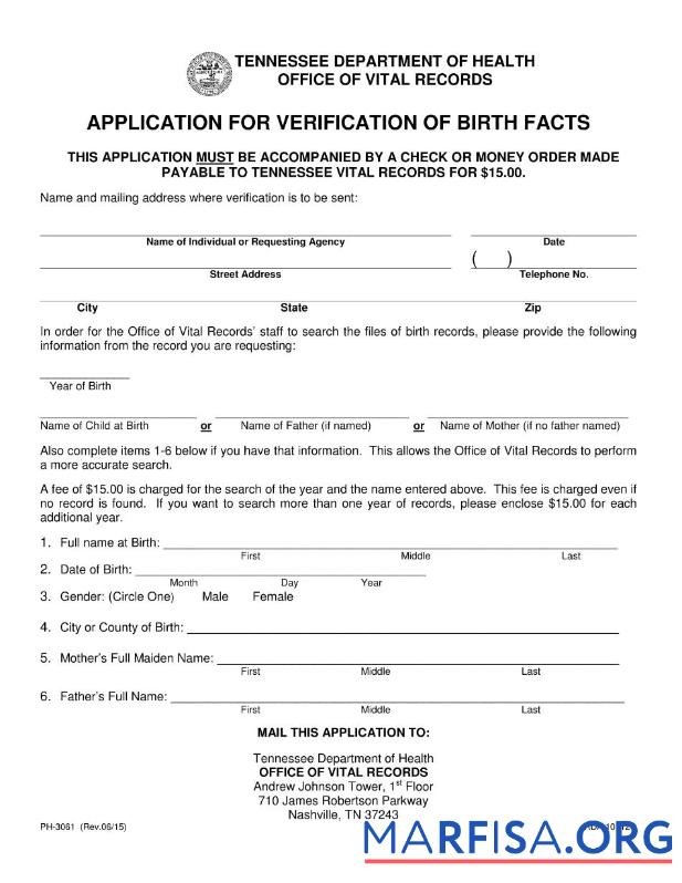 Realistic Tennessee Department of Health birth certificate real example